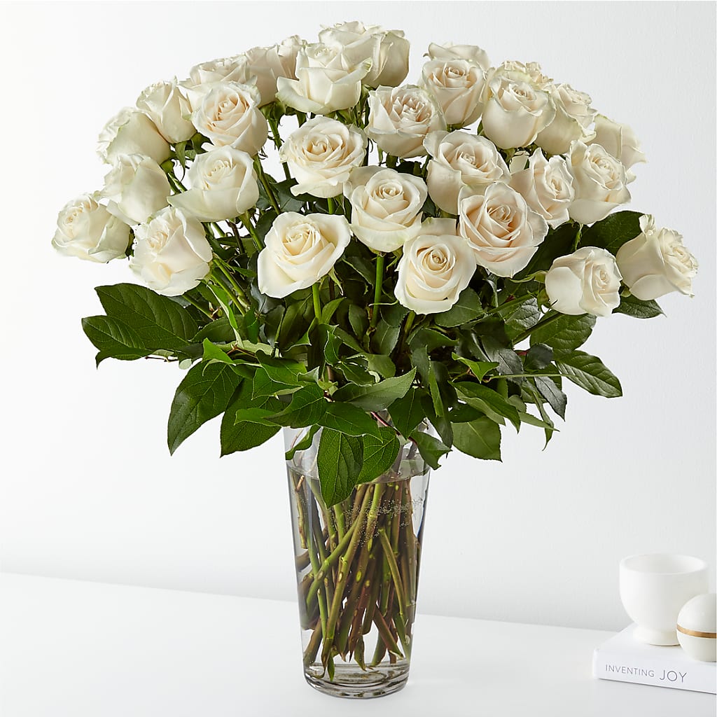 Long Stem White Rose Bouquet – The Flower Shop, Sacramento CA