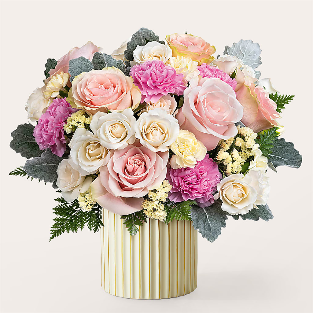 Blissful Moments Bouquet with Ivory Vase – The Flower Shop, Sacramento CA