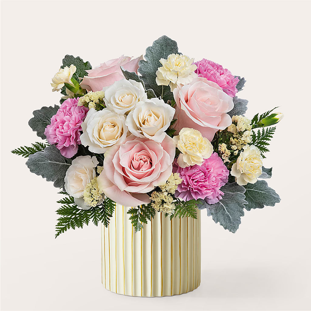Blissful Moments Bouquet with Ivory Vase – The Flower Shop, Sacramento CA