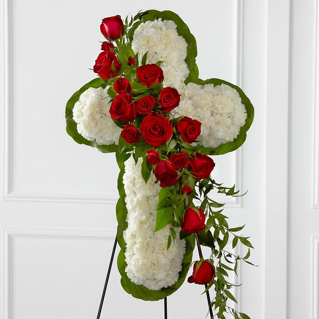Floral Cross Easel – The Flower Shop, Sacramento CA