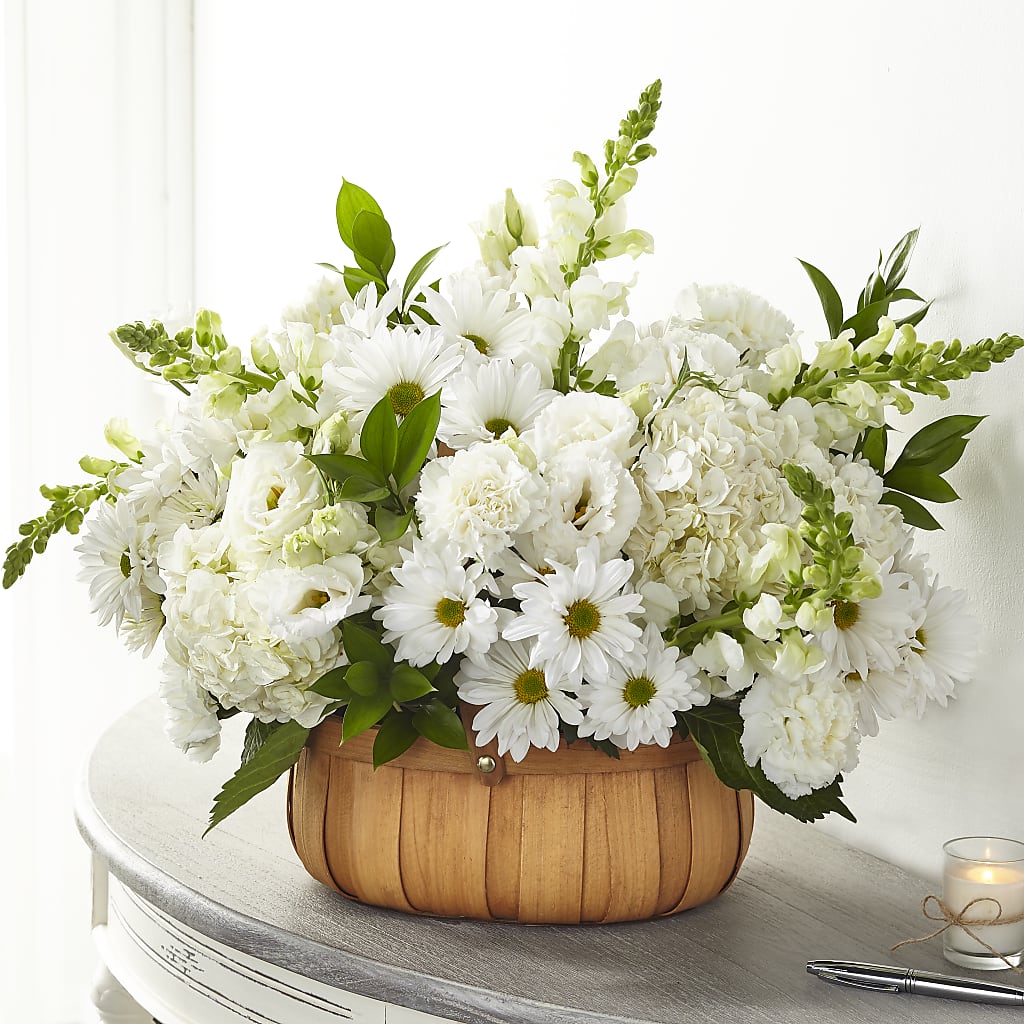 Pure Ivory Basket – The Flower Shop, Sacramento CA