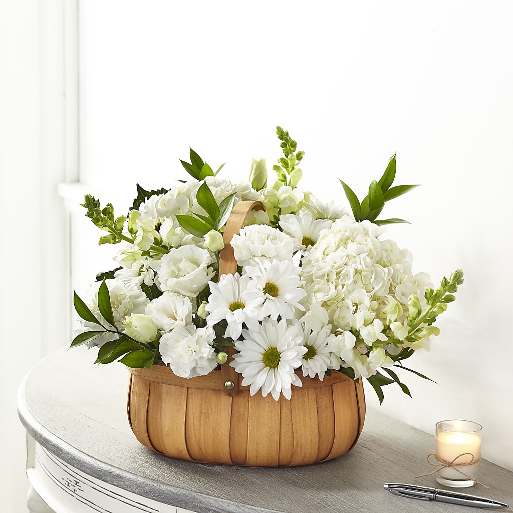 Pure Ivory Basket – The Flower Shop, Sacramento CA