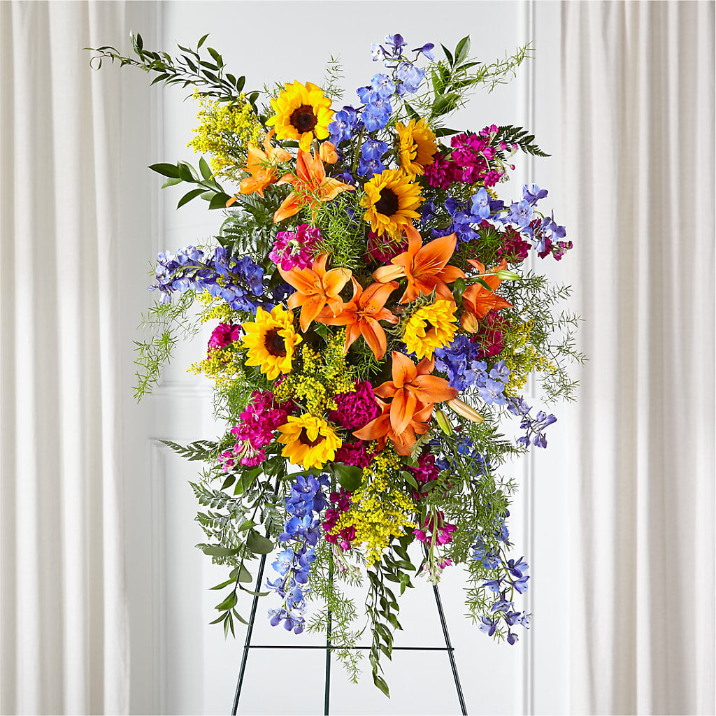 Sunlit Memories Standing Spray (Standard) – The Flower Shop, Sacramento CA