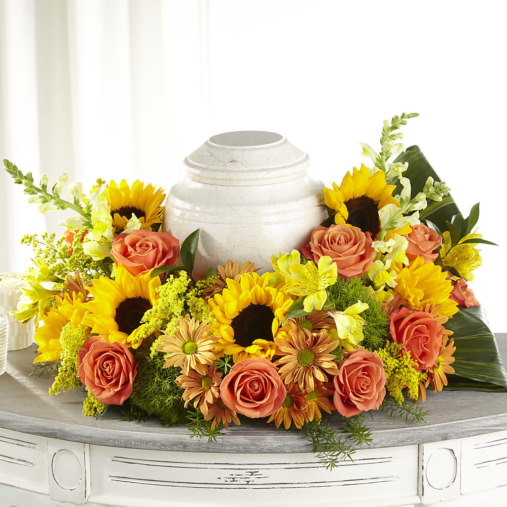 Faithful Sunflower Cremation Adornment – The Flower Shop, Sacramento CA