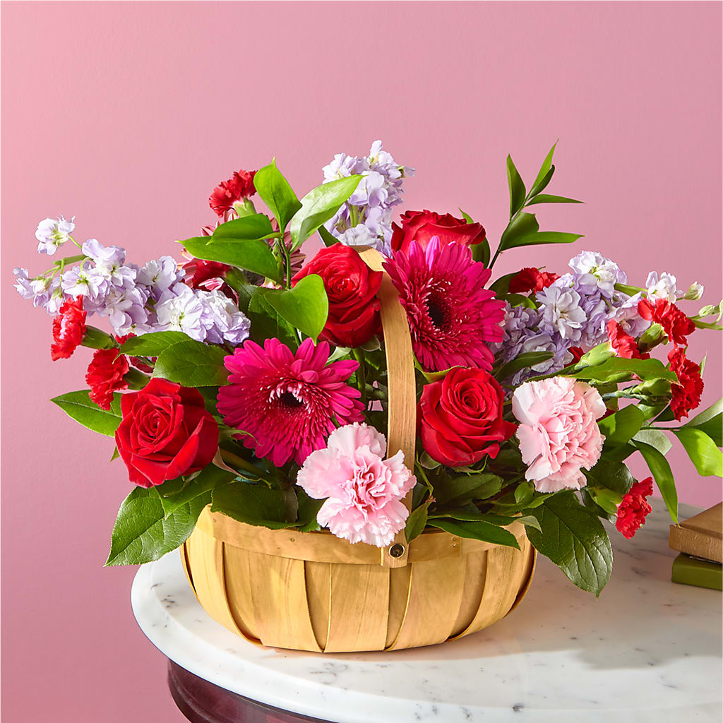 Pink Picnic Basket – The Flower Shop, Sacramento CA
