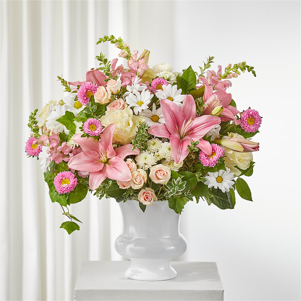 Empathetic Blooms Urn Arrangement – The Flower Shop, Sacramento CA
