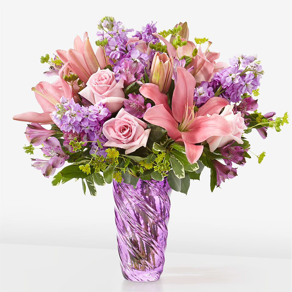 Precious Petals Bouquet with Luxe Swirl Vase – The Flower Shop, Sacramento CA