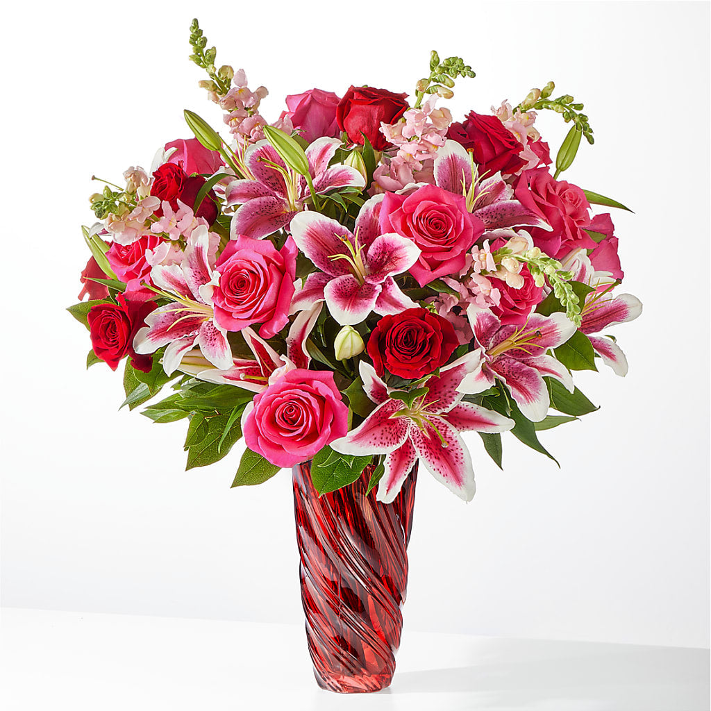 Always You Bouquet with Luxe Swirl Vase – The Flower Shop, Sacramento CA