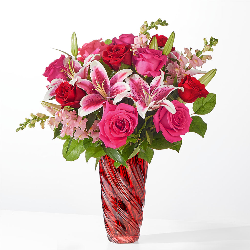 Always You Bouquet with Luxe Swirl Vase – The Flower Shop, Sacramento CA
