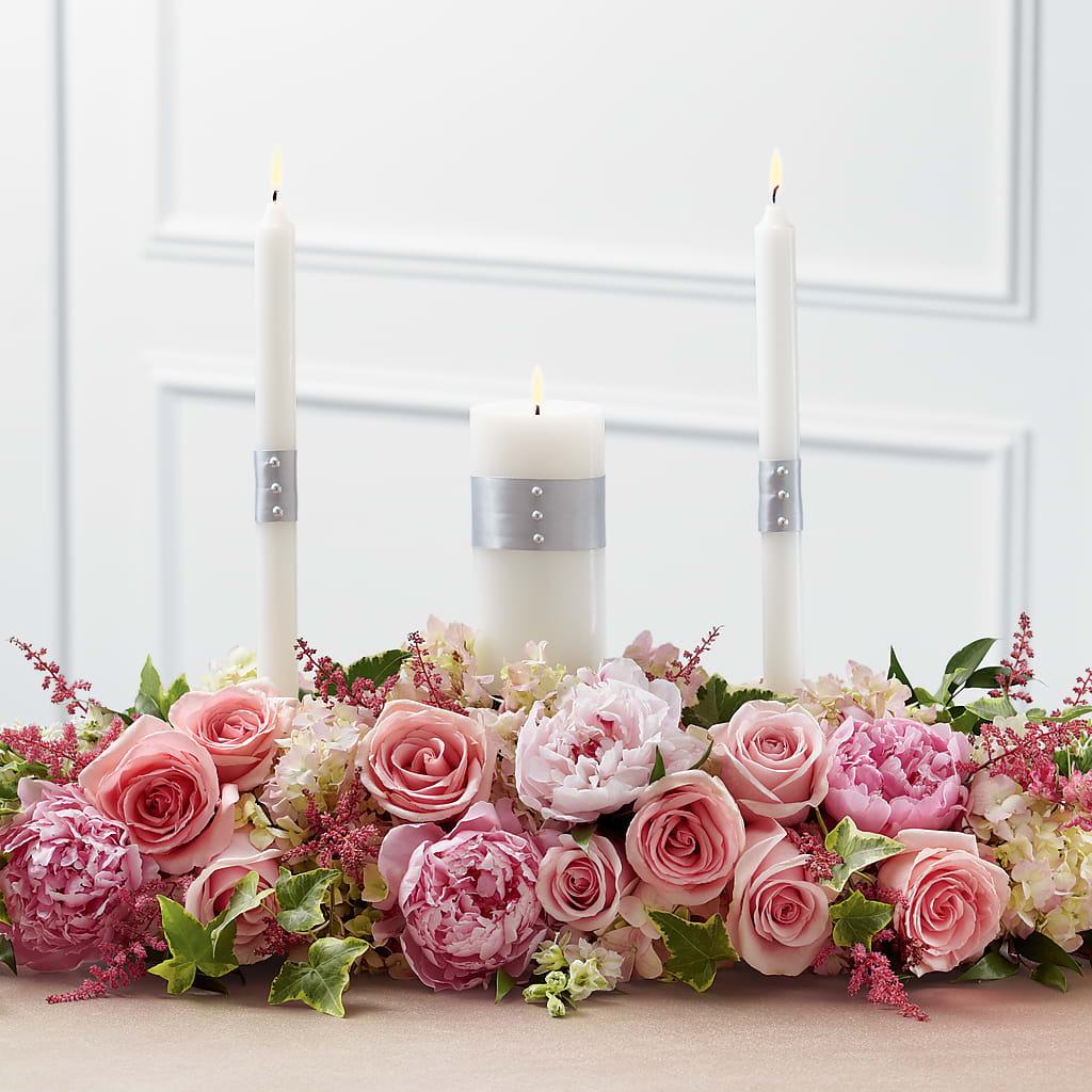 Worldwide Romance Unity Candle Arrangement – The Flower Shop, Sacramento CA