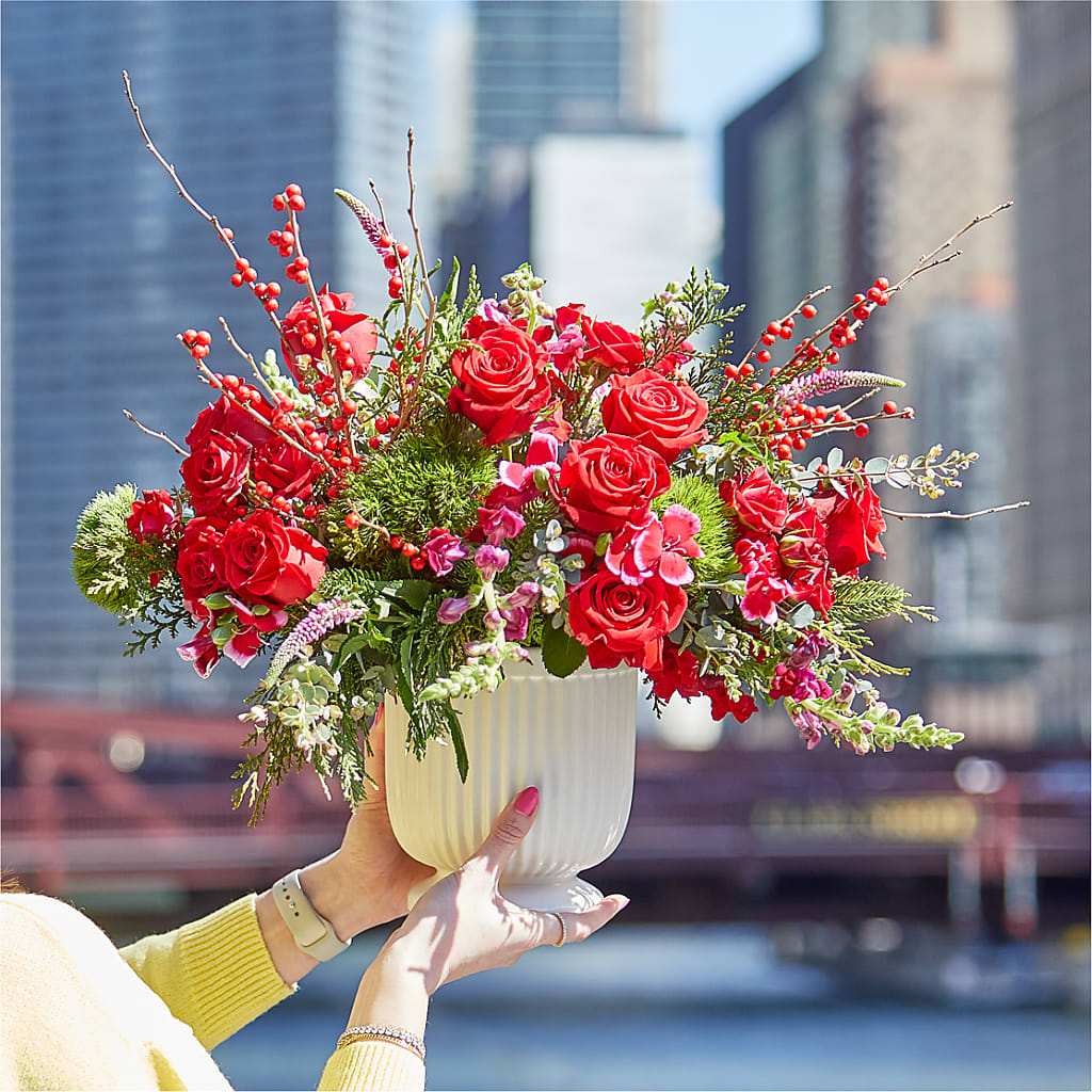 Big Red Bow Bouquet –  The Flower Shop, Sacramento CA