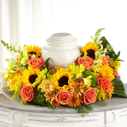 Faithful Sunflower Cremation Adornment –  The Flower Shop, Sacramento CA
