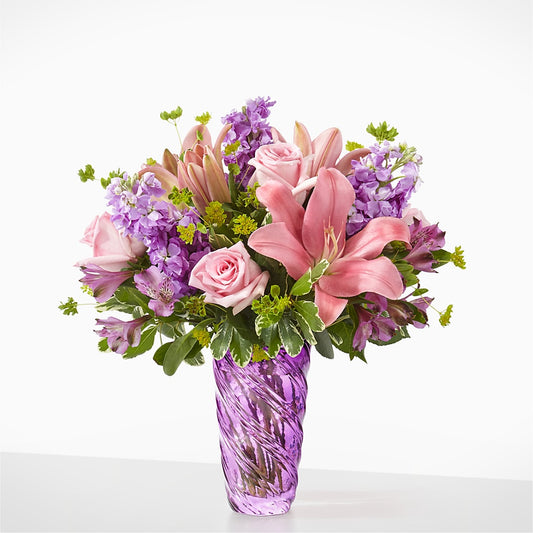 Precious Petals Bouquet with Luxe Swirl Vase –  The Flower Shop, Sacramento CA