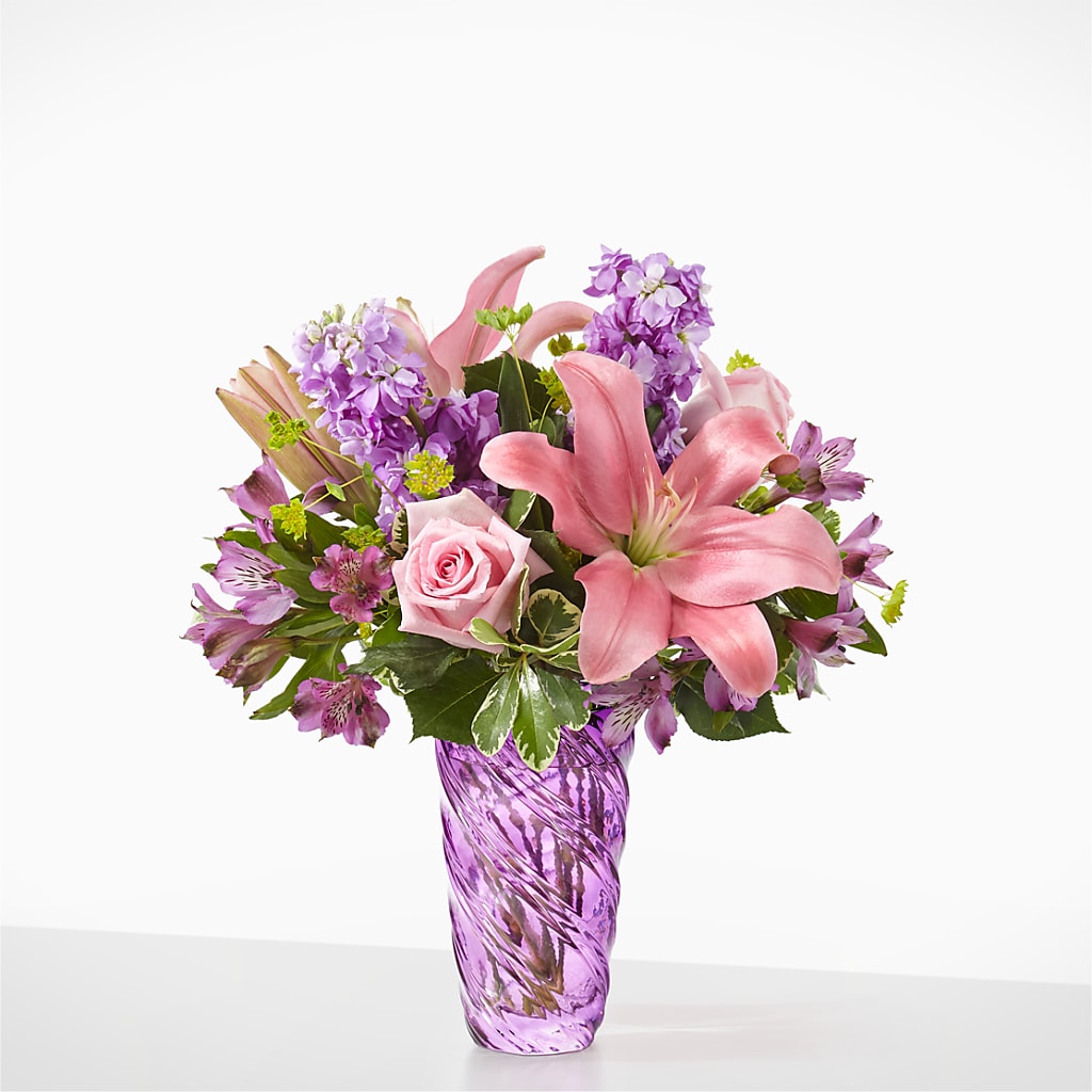 Precious Petals Bouquet with Luxe Swirl Vase –  The Flower Shop, Sacramento CA