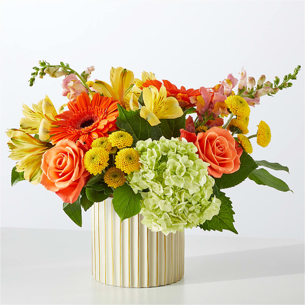 Autumn Sunshine Bouquet with Ivory Vase –  The Flower Shop, Sacramento CA