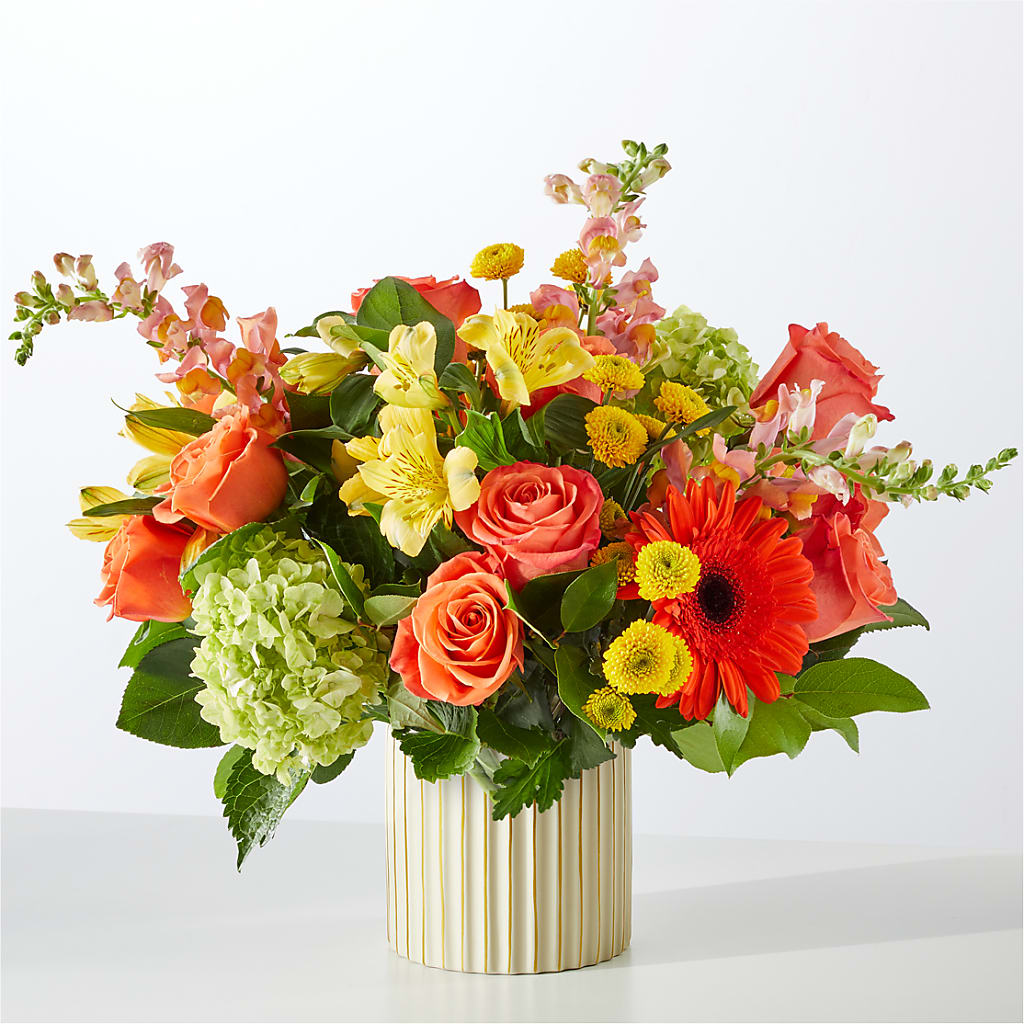 Autumn Sunshine Bouquet with Ivory Vase –  The Flower Shop, Sacramento CA