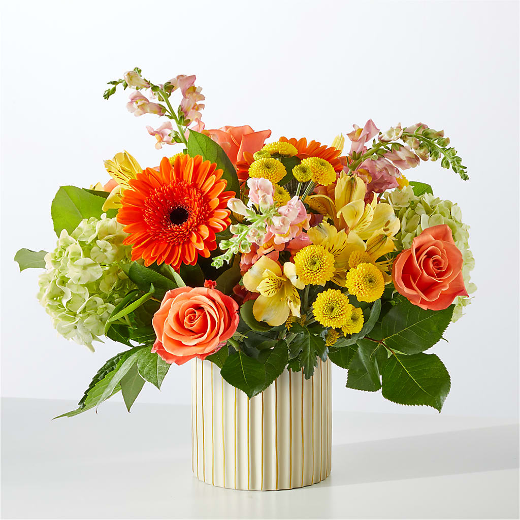 Autumn Sunshine Bouquet with Ivory Vase –  The Flower Shop, Sacramento CA