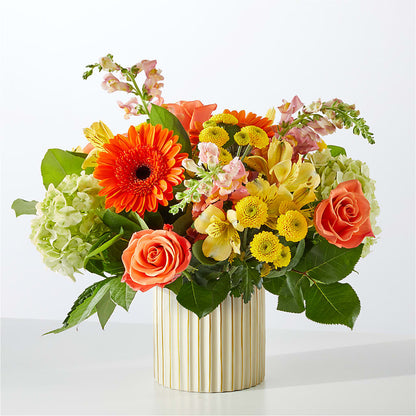 Autumn Sunshine Bouquet with Ivory Vase –  The Flower Shop, Sacramento CA
