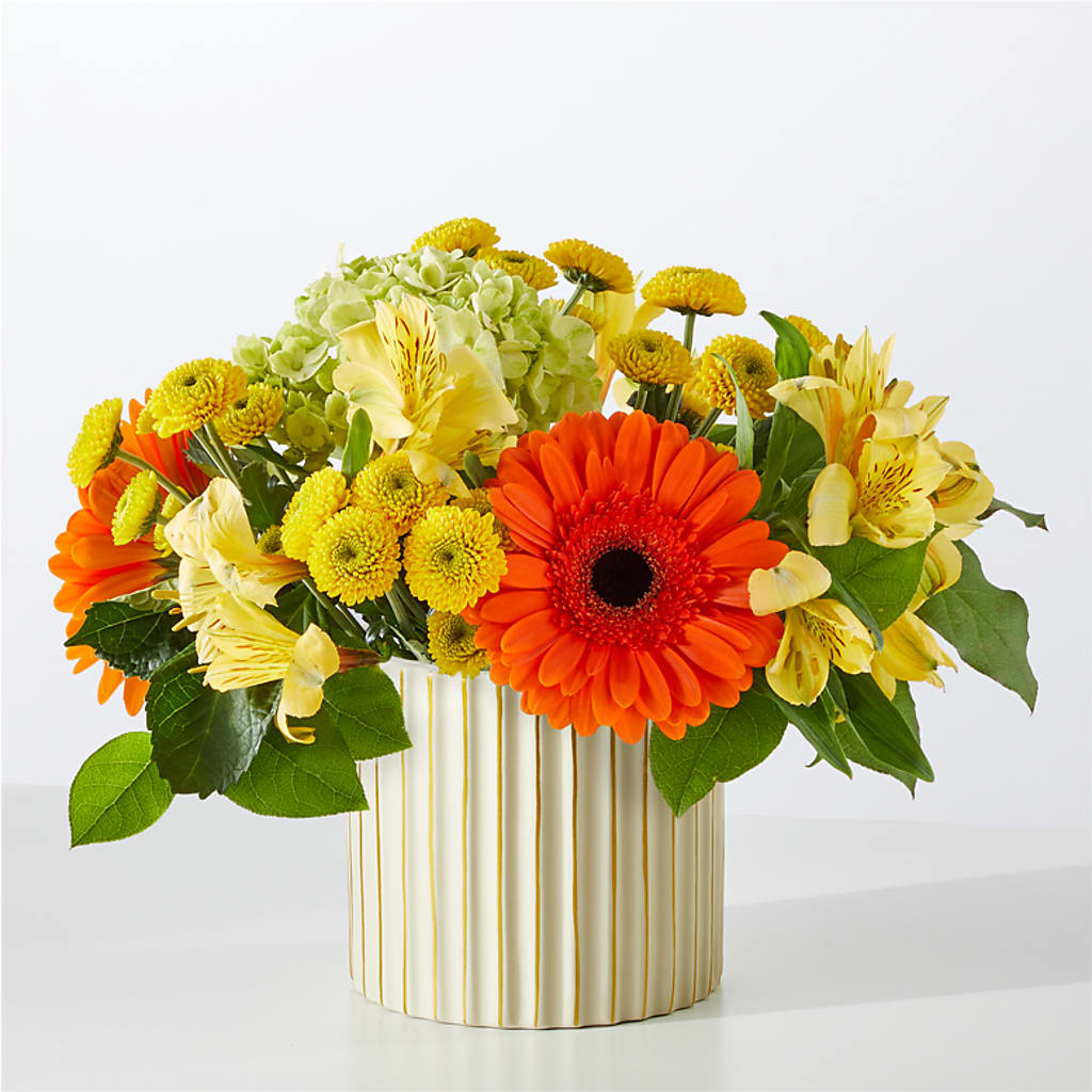 Autumn Sunshine Bouquet with Ivory Vase –  The Flower Shop, Sacramento CA