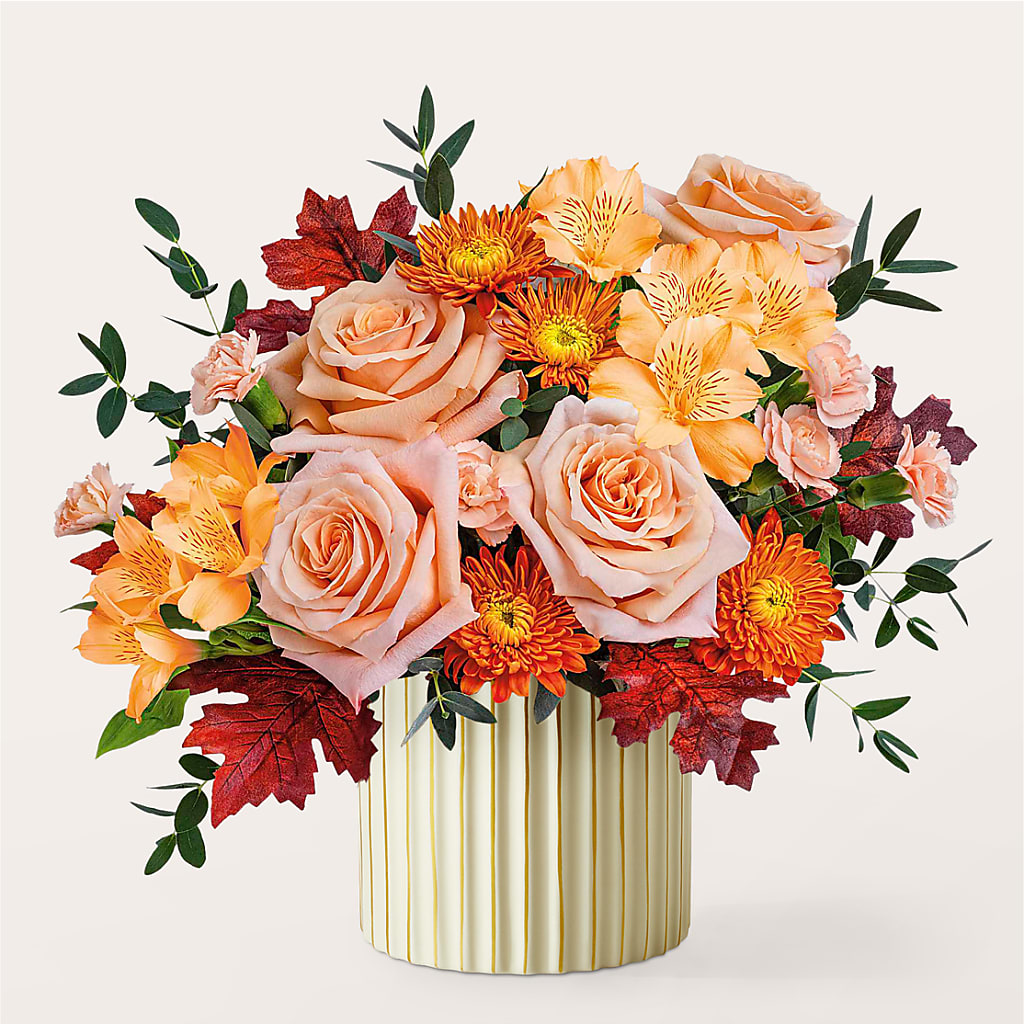 Spiced Latte Bouquet with Ivory Vase –  The Flower Shop, Sacramento CA