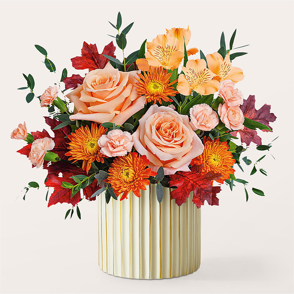 Spiced Latte Bouquet with Ivory Vase –  The Flower Shop, Sacramento CA
