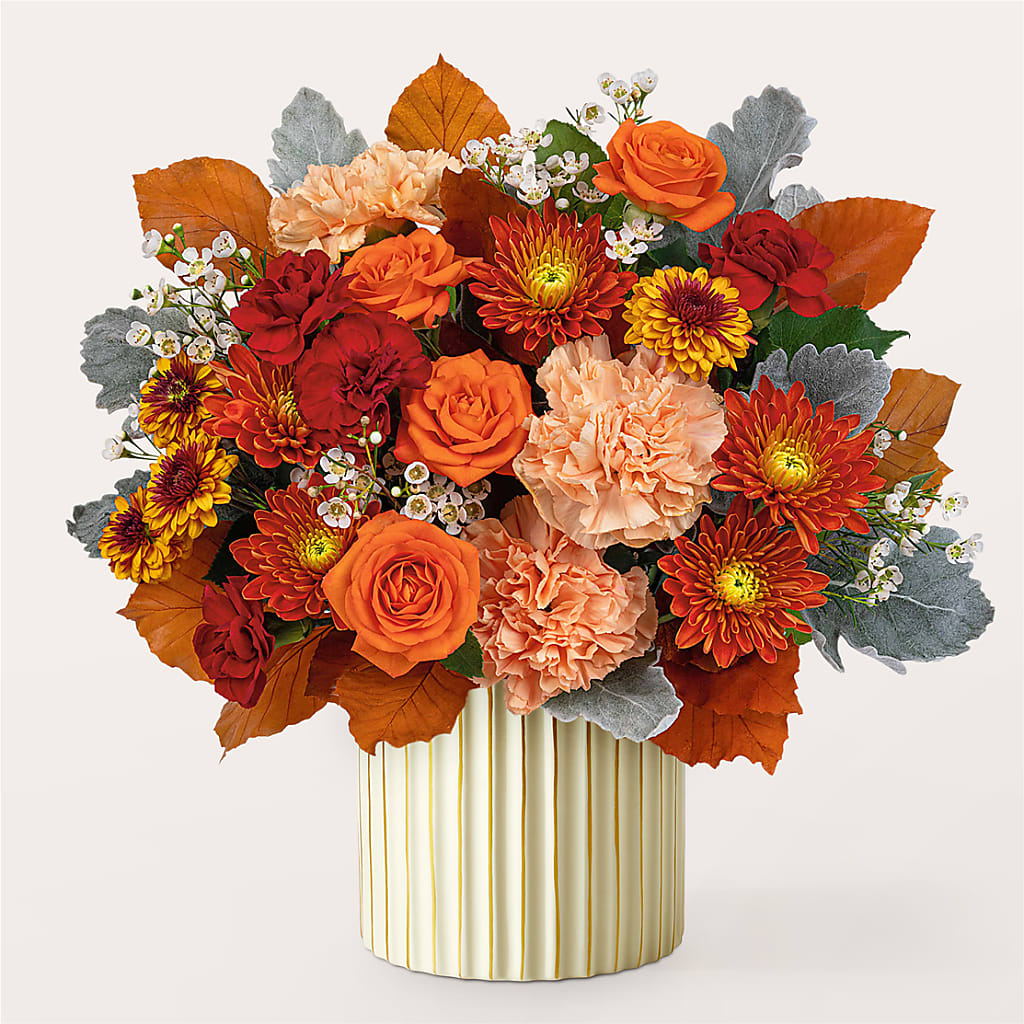 Merlot Bouquet with Ivory Vase –  The Flower Shop, Sacramento CA